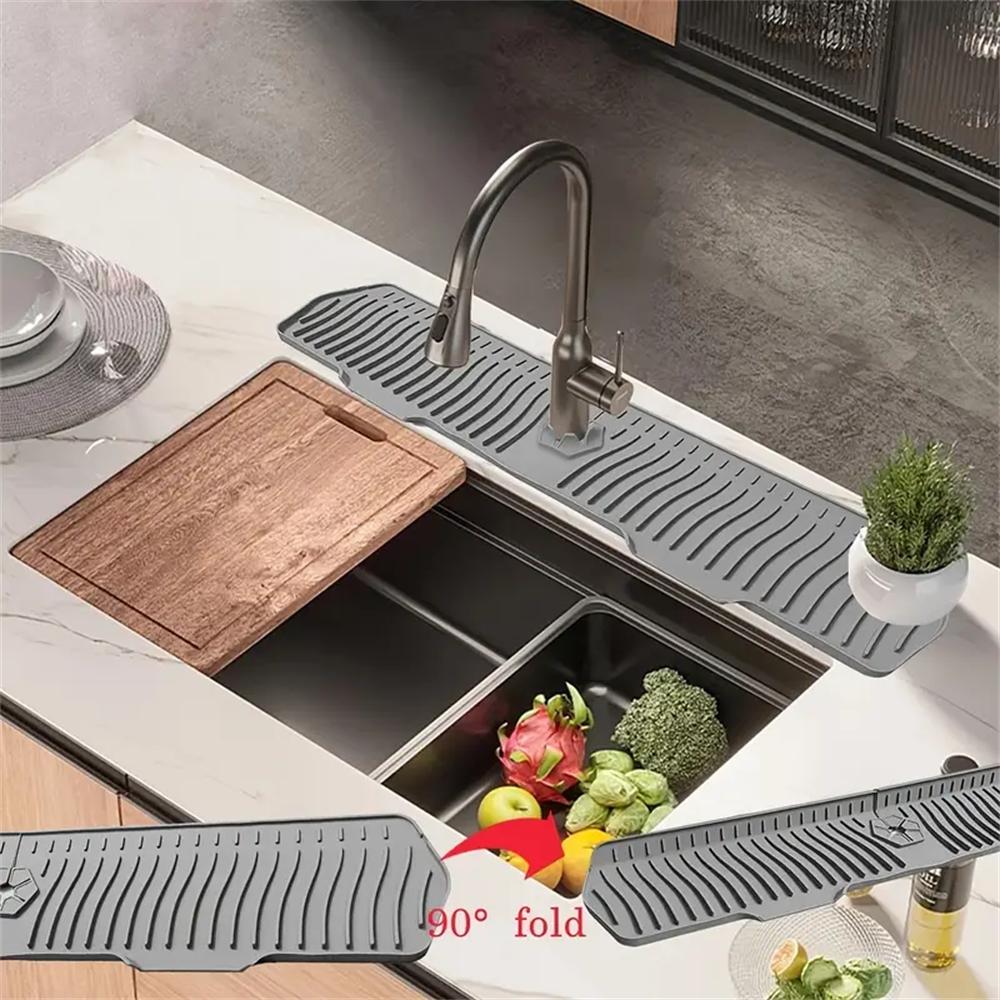 Tappetino Asciugapiatti in Silicone Extra Large - Antiscivolo, Pieghevole, Protezione Schizzi d'Acqua, Facile da Pulire, Salvaspazio, Protezione Schizzi Lavello Cucina