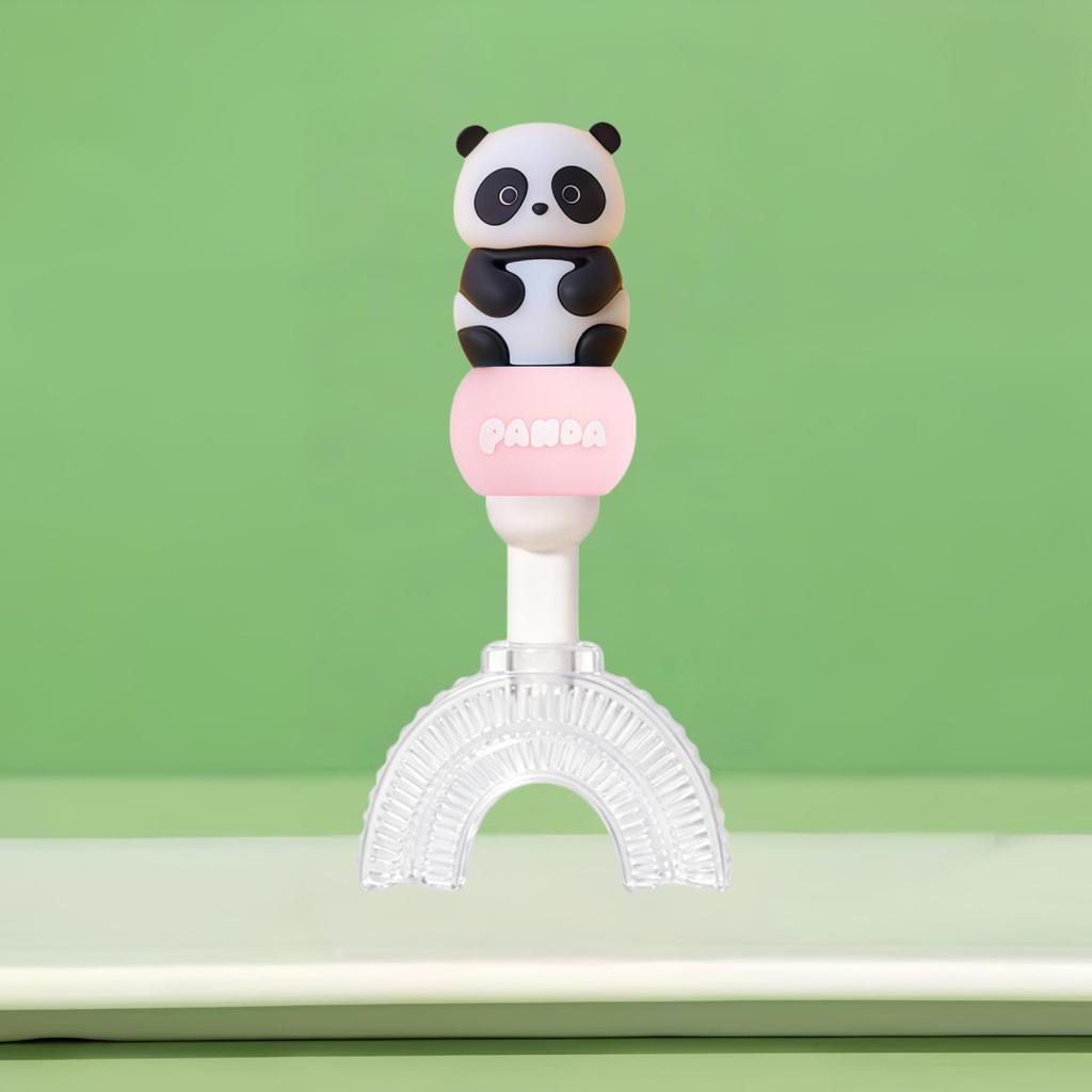 Panda-Themed Silicone U-Shaped Toothbrush with Soft Bristles for Children Ages 1-12
