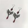 1 Pair of Retro Bat Wing Earrings, Personalized Red Pendant