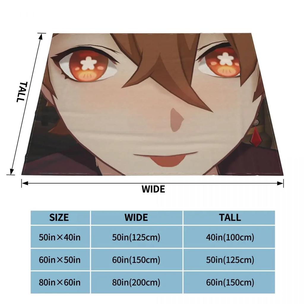 Childe Hutao Tartaglia Genshin Impact Blanket Acg Anime Flannel Funny Warm Throw Blanket for Chair Covering Sofa Autumn/Winter
