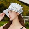 New Fashion Elegant Flowers Organza Dot Church Hat For Women Foldable Wedding Party Hat Summer Beach Protection Sun Cap
