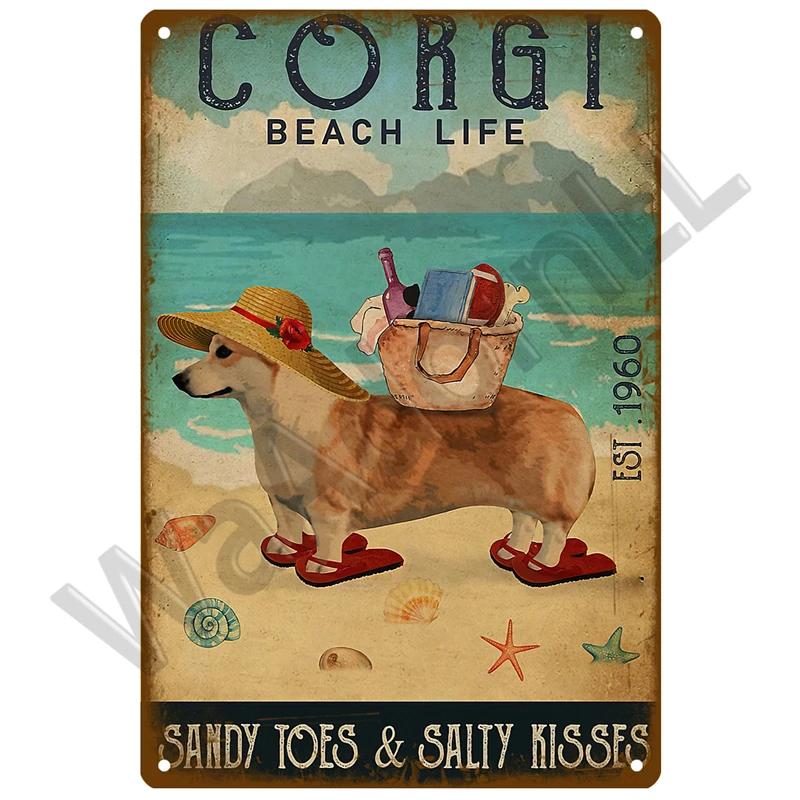 Beach Tin Sign Plaque Metal Summer Sign Metal Plate Wall Decor For Beach Bar House Surf Club Decorative Iron Painting Poster