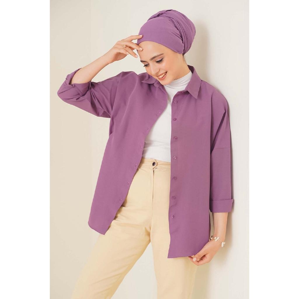 103901 Übergroßes Basic Hijab-Shirt - Creme