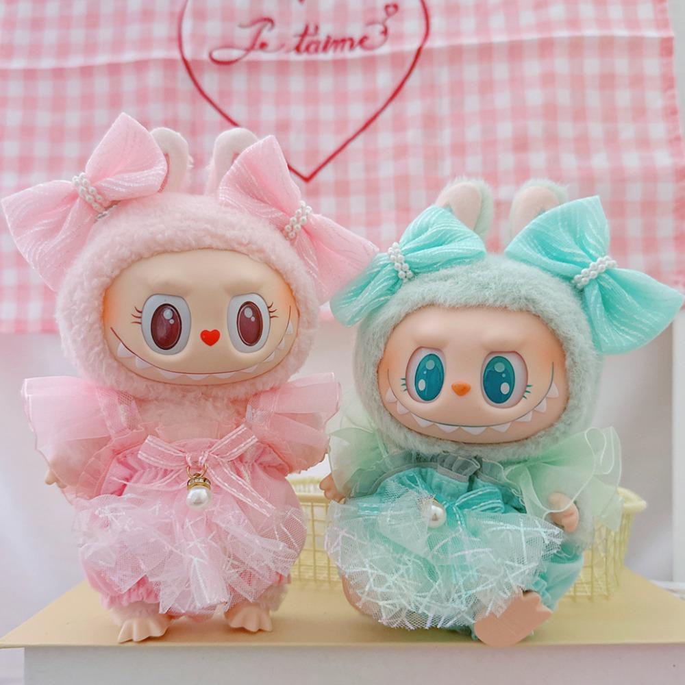 

1 set Jumpsuit 17cm Labubu Pendant Clothes Princess Skirt Labubu Doll s Clothes Set Children Gift рожевий