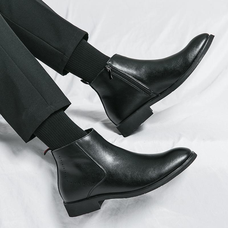 Chelsea boots autumn and winter black high-top leather shoes leather boots British short boots business dress