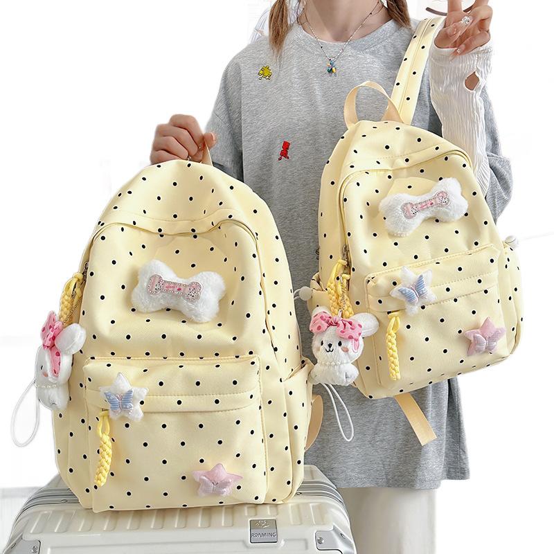 Schoolbag High-value Schoolbag for Female Junior High School Students Cute Polka Dot Backpack Large Capacity Campus Girl College Student Class
