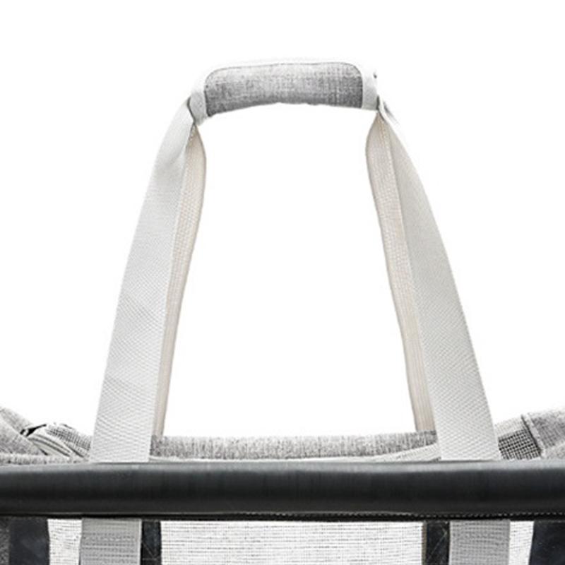 Pet Carrier Breathable Foldable Soft Cushion Portable Cat Carrying Bag for Airplane Car Travel Grey With Curtain