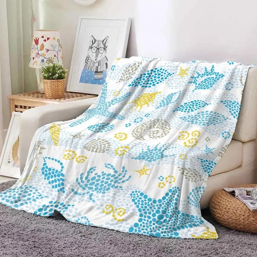 Fish Flannel Throw Blanket Jellyfish Ocean Animals for All Season Gift Couch Sofa Living Room Queen Size Lightweight Boys Girls