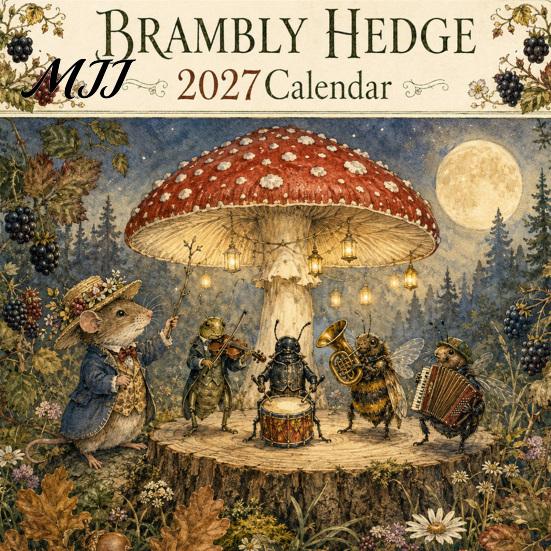 Daily Task Appointment Tracker 2027 Brambly Hedge Wall Calendar, 12 Month Hanging Planner with Vintage Decorative Art Gift Forest Mouse Mushroom