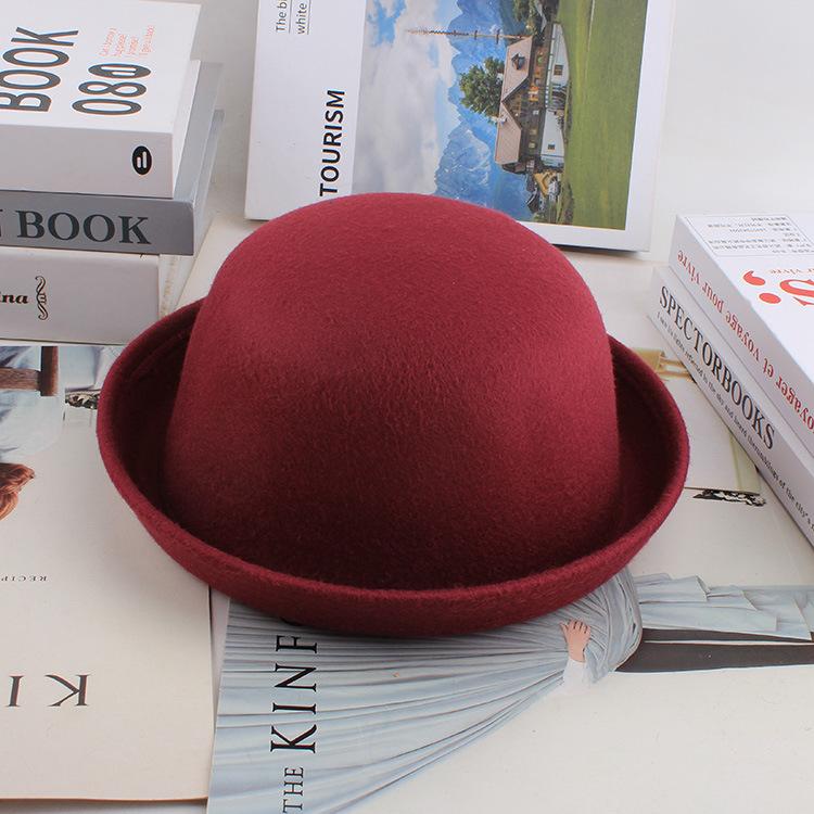 Meier Autumn and winter Korean version trend imitation wool styling small round hat, British retro top hat, round hat for men and women