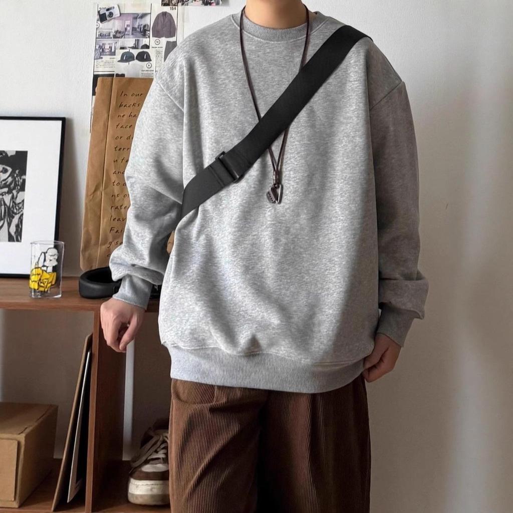 Unisex Wine Red Thick Warm Round Neck Long Sleeve Hoodie