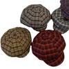 Vintage Red Plaid Cloud Beret Hat For Women Summer Casual Fashion Accessory
