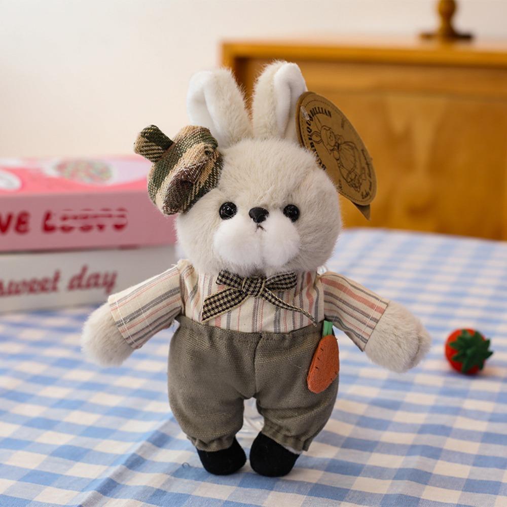 Rabbit Family Bunny Keychain with Clothes Plush Rabbit Key Ring Car Key Chain