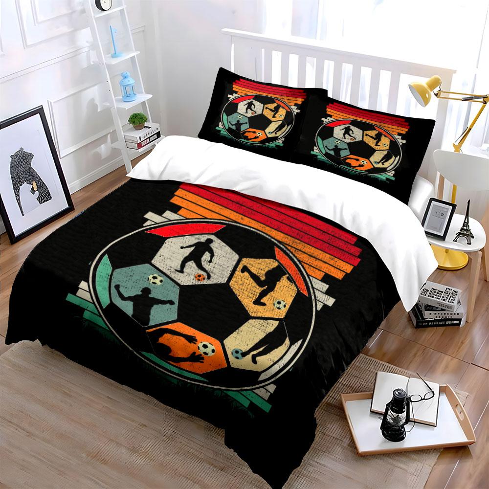 Soccer-Themed Three-Piece Set Design Kid'S And Adults' Bedroom Decor, Exquisite Three-Piece Bedding Set Gift