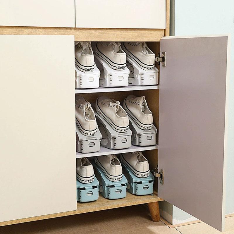 Adjustable Shoe Hanger with Double-Layer and Thickened Design for Space Saving and Storage Organization in Home or Dormitory