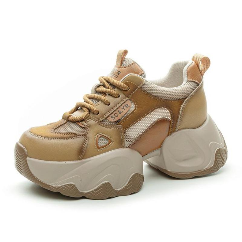 

Модные Высококачественные 7,5 см Удобные Ретро Кроссовки для Женщин Стиль 2025 Сетчатые Дышащие Беговые Кроссовки Толстая Подошва Повседневная Мода 40 жёлтый