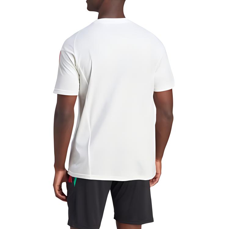 Adidas Manchester United Tiro 23 Training T-Shirt Round Neck Three Stripes Logo Print Comfortable Short Sleeve Football Shirt Men Tops White IA8488