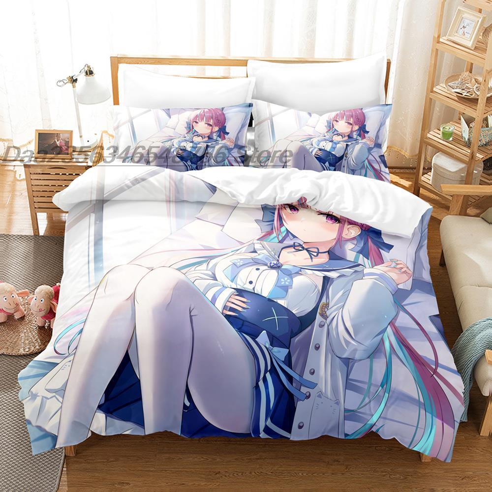 3D Print Anime Kawaii Girls Minato Aqua Bedding Set Single Twin Full Queen King Size Bed Set Adult Kid Bedroom Duvet cover Sets