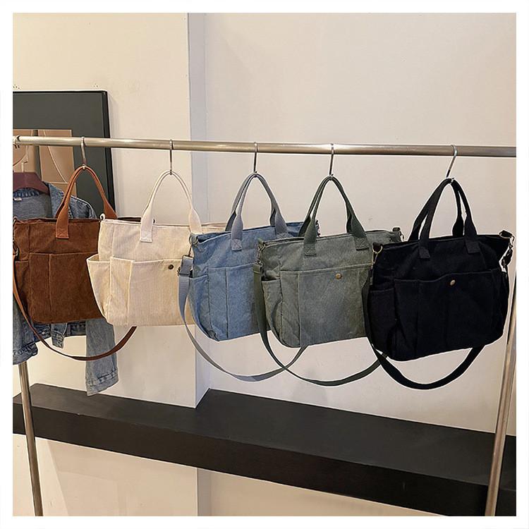 Canvas Tote Bag For Women With Inner Zip Pockets And Adjustable Strap For Casual Travel