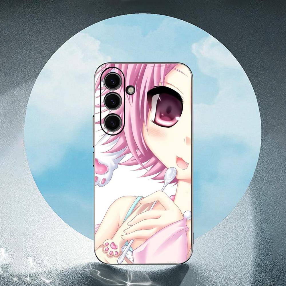 Cartoon Girl Luxury Black Phone Case For Samsung Galaxy S23 S24 S25 Ultra S22 Plus S21