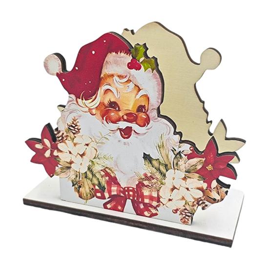 Holiday Napkin Dispenser Christmas Holder, Wooden Tissue Dispenser, Cute Santa Claus Xmas Vertical Paper Towel Storage Tree Freestanding Cocktail