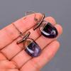 Natural Amethyst Copper Elegant February Dangle Drop Electroformed Hook Earrings V-107