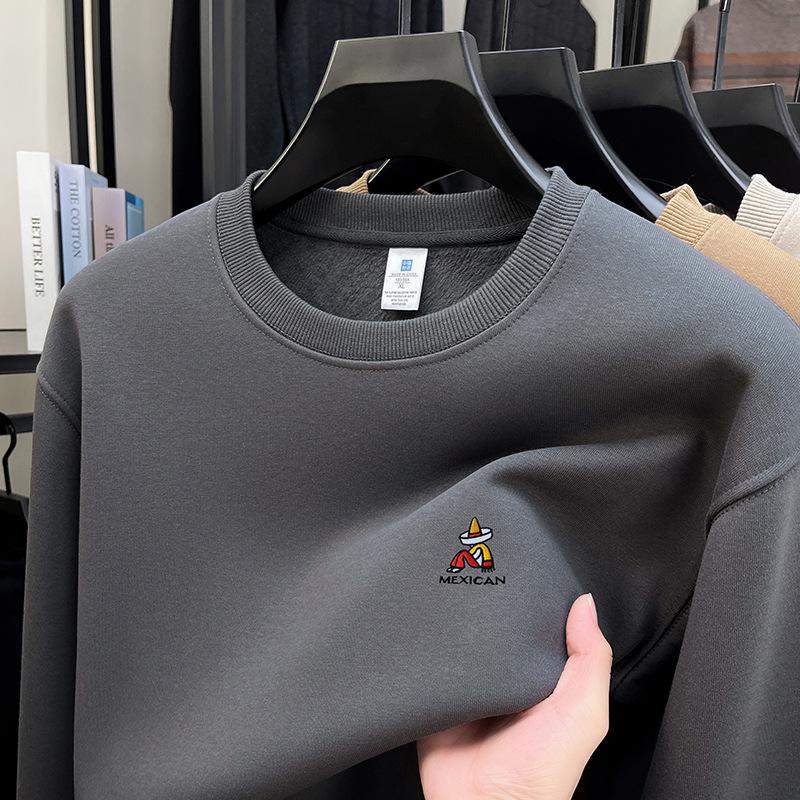 Herren-Sweatshirt mit Rundhalsausschnitt und Fleece-Futter – Warm, Locker und Vielseitig für Frühling, Herbst und Winter.