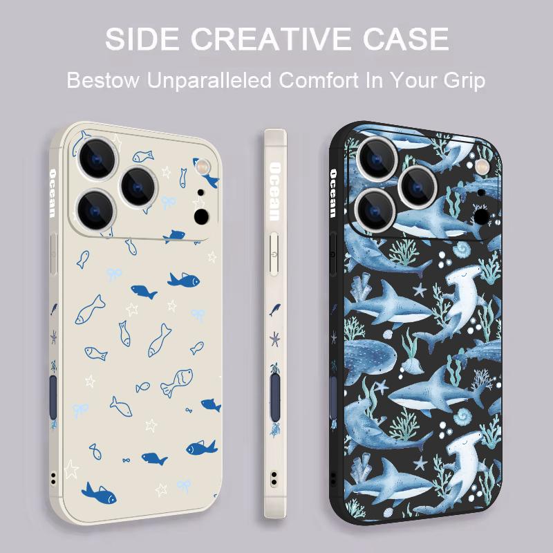 Magnetic For Magsafe Case For iPhone 17 Pro Max Whale Fish Print Soft Silicone Phone Back Cover For iPhone 16 15 14 13 Pro Max 16e 17e