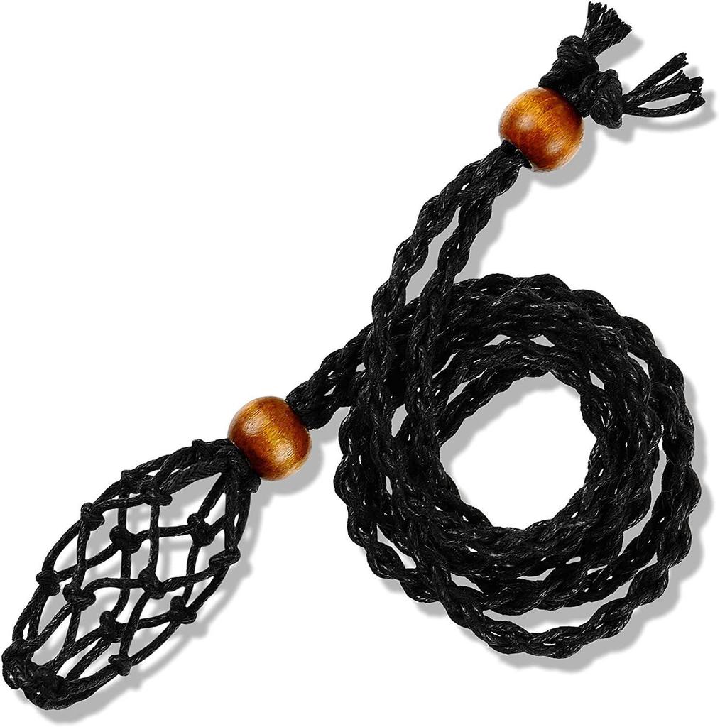 Adjustable Woven Natural Stone Net Necklace Pendant