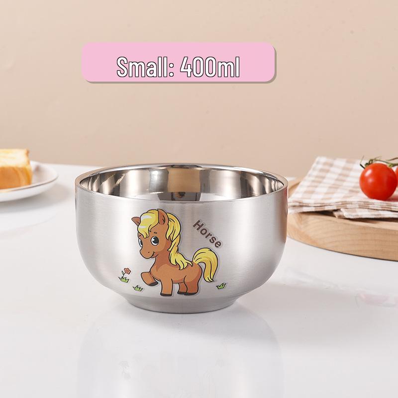 Children's Cartoon Zodiac Insulated Stainless Steel Bowl - Food Grade, Double Layer, Anti-Fall Design