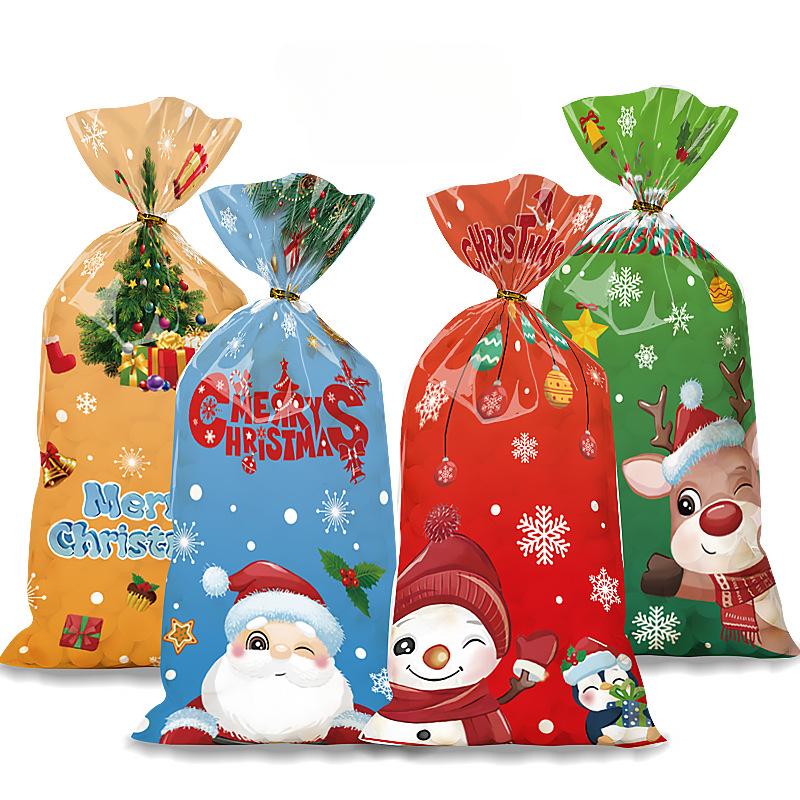 Cartoon, Four In One, Christmas Candy Packaging Bag, Santa Claus Gift Bag, Biscuit Flat Mouth Bag, OPP