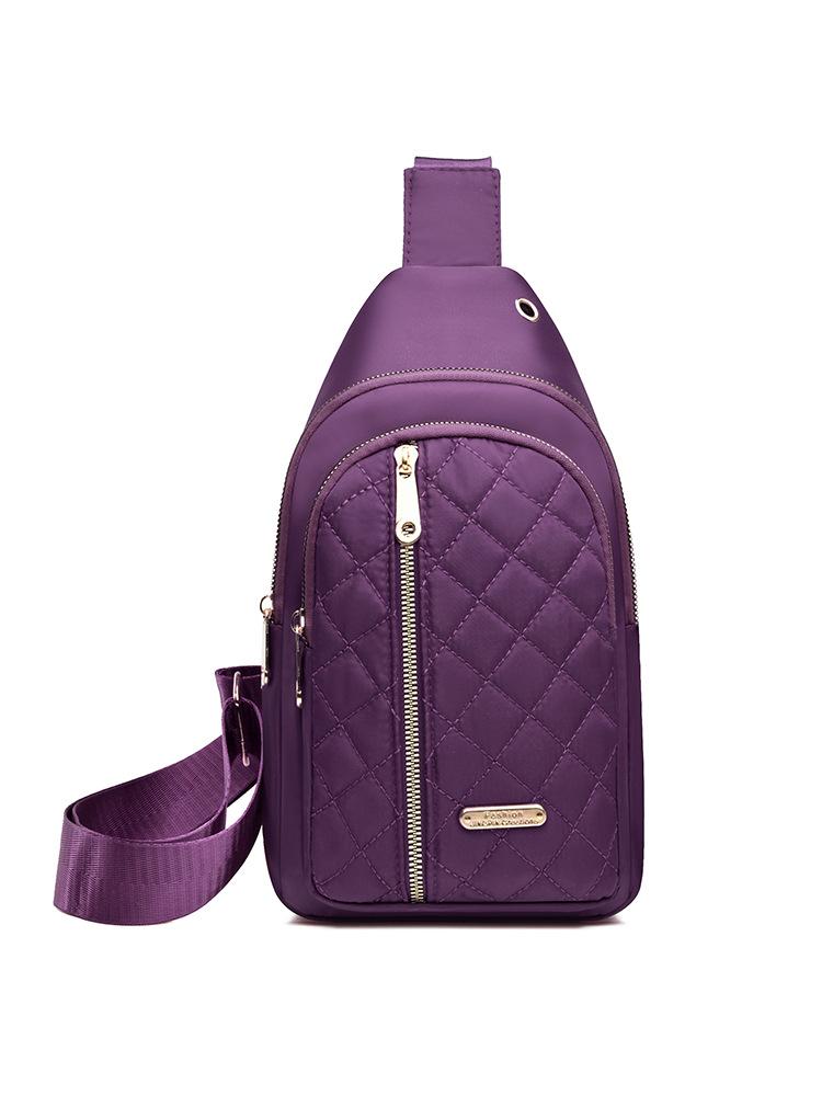 Women's Embroidered Nylon Chest Bag, Unisex Crossbody Sling Pack, Lightweight Travel Hiking Bag