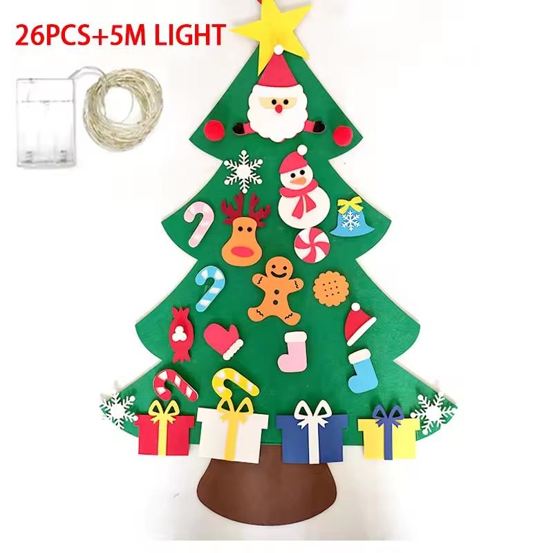 DIY Felt Christmas Tree Christmas Decoration for Home Navidad 2025 New Year Christmas Ornaments Santa Claus Xmas Kids Gifts