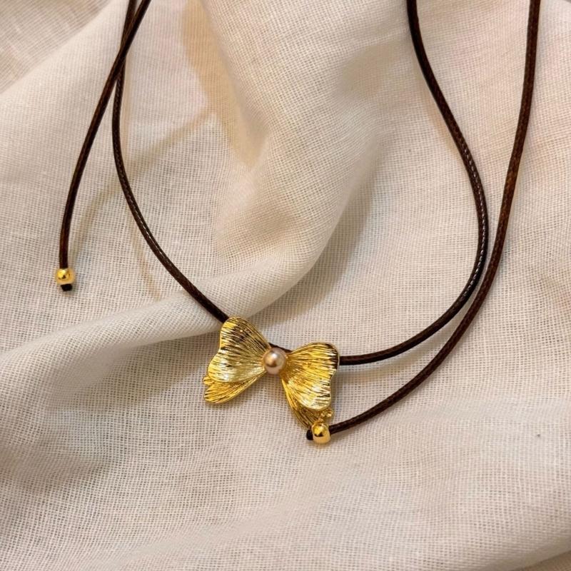 Fashionable Bowknot Necklace Ornament Elegant Bowknot Pendant Necklace Personalized Clavicular Chain Adornment Jewelry
