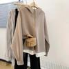 Sudadera con capucha de diseño de moda para mujer, cremallera media, efecto dos piezas, nueva temporada de principios de otoño, estilo simple, holgada, versátil, top fino