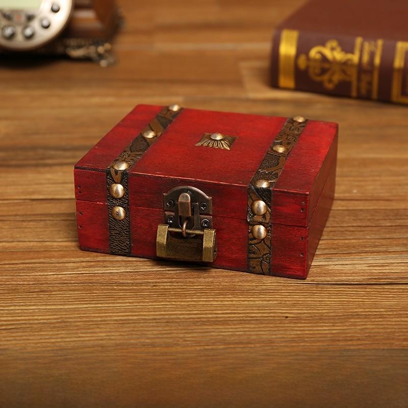 Gray Wooden Vintage Storage Box With Lock For Jewelry Organizer Decoration Home