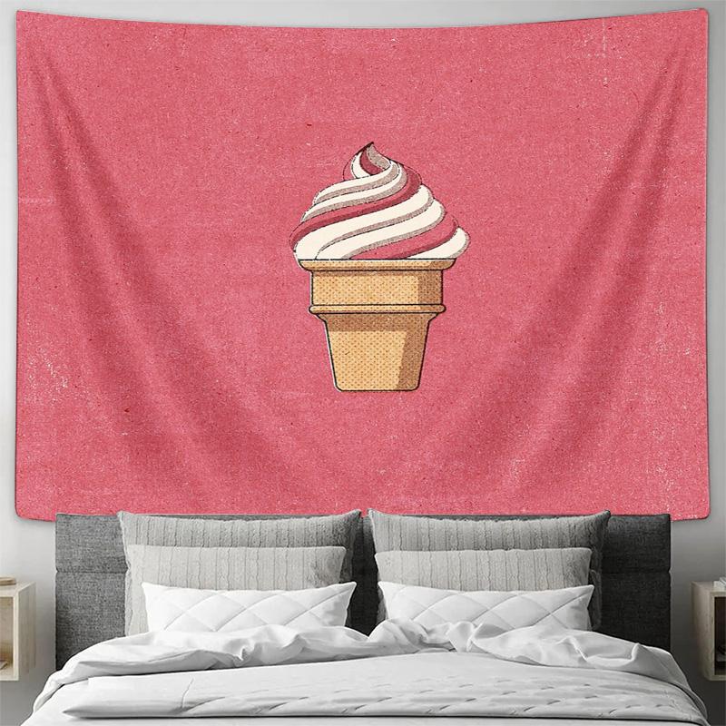 Ice Cream Tapestry Wall Hanging Aesthetic Room Decor Dorm Wall Art Home Sweet Treats Dessert Foodie Gift Vintage Style Wallcover
