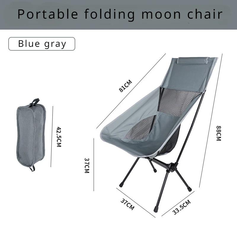 Großer Klappstuhl für den Außenbereich, mit atmungsaktiver Netzrückenlehne, ergonomischer tragbarer Mondstuhl
