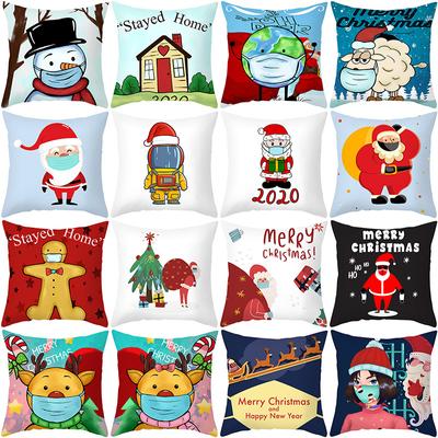 Christmas Pillow Case Cartoon Vent Mask Santa Claus Series Printed Sofa Cushion Pillow Case Home