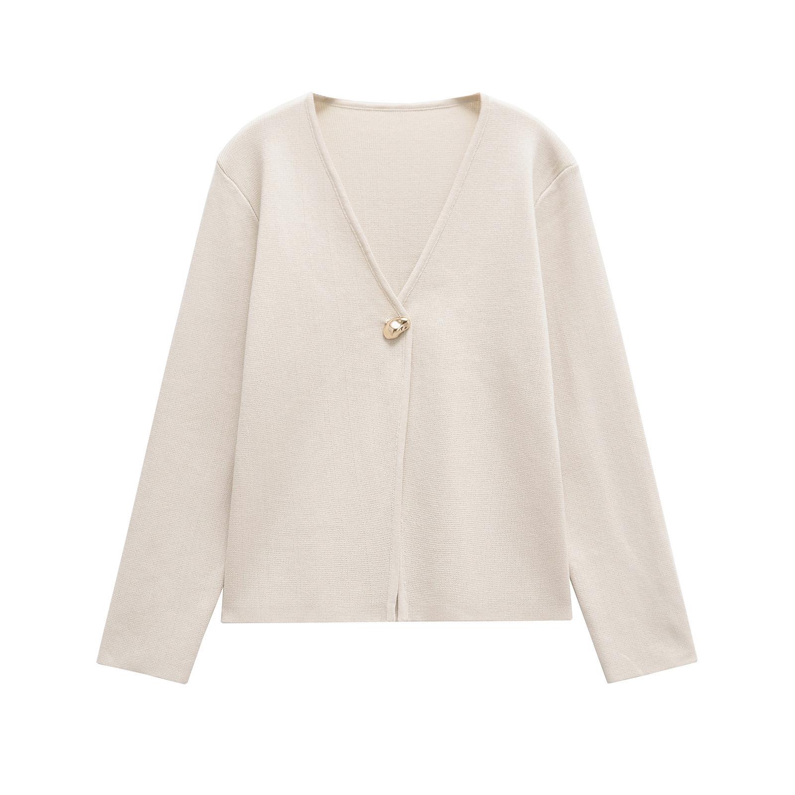 

TAOP&ZA Женский весенний вязаный кардиган для通勤 Small абрикосовый