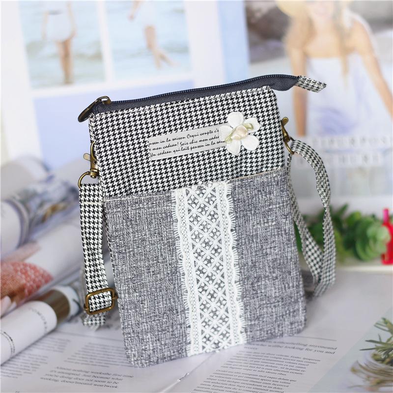 Boho Leinwand Handy Umhängetasche Ethnisches Stammesmuster Handytasche Verstellbarer Schultergurt Kleine Reise-Pass Tasche für Damen