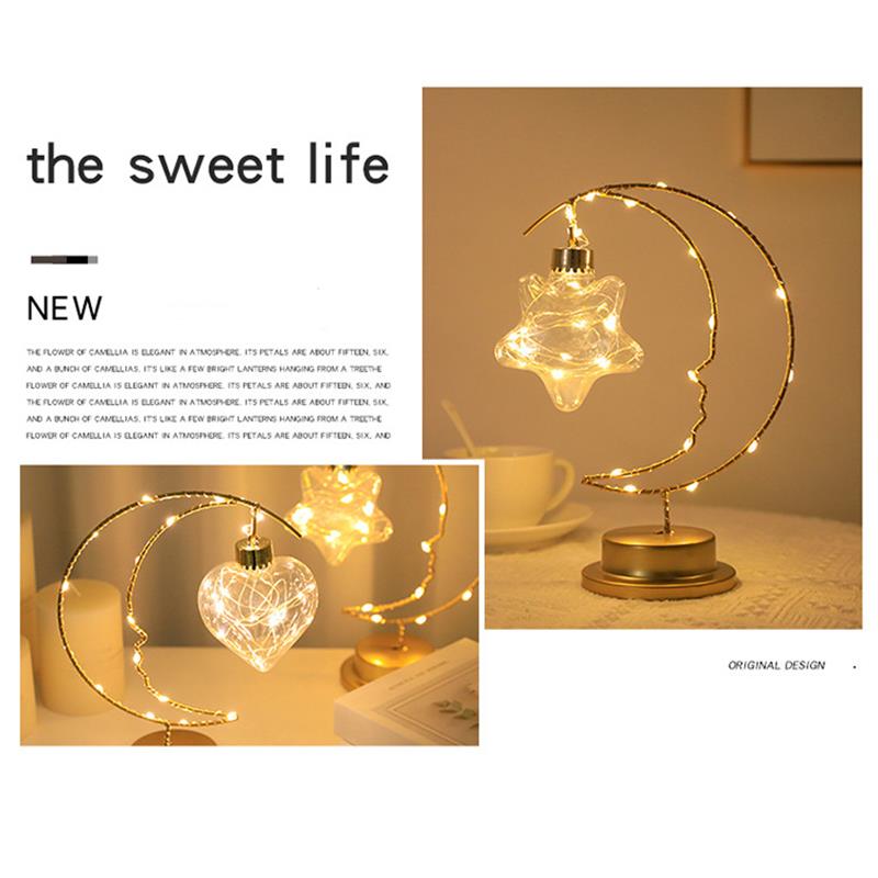 Christmas Decorative Lights, Iron Moon Indoor Ornaments, Night Lights, Birthday Gift Styling Lights