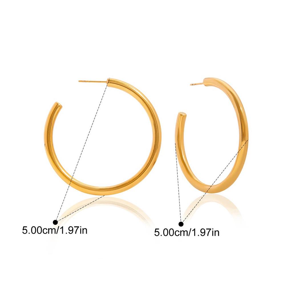 Yori Smooth C-ring Hollow Earrings Women Stainless Steel Fashion Versatile Charm Daily Jewelry Bijoux Waterproof