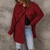 Fashion Women Fall And Winter Solid Color Button Coat Jacket Casual Loose Fleece Sweater Coat