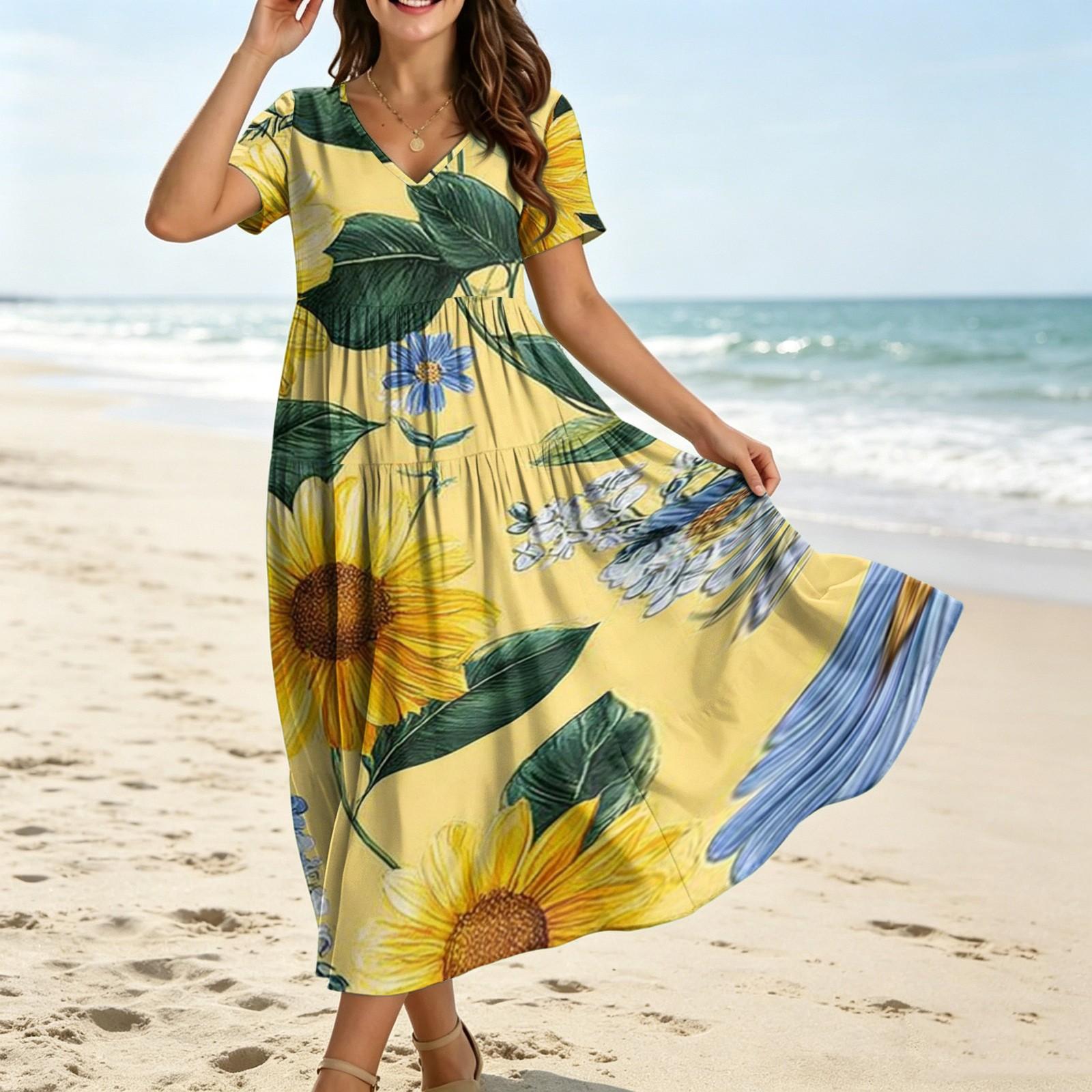 Maxi Dresses for Women Floral Maxi Dress Plus Size Maxi Dress Maxi Dress With Sleeves Boho Maxi Dress for Spring and Summer XXL