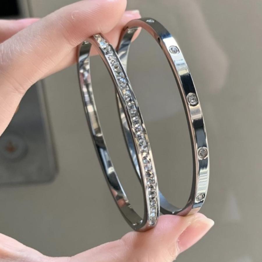 Htpwe Stainless Steel Diamond Ring Stacking Bracelet Women 18k Gold Plated Couple Holiday Gift Fashion Bracelet Party Zircon