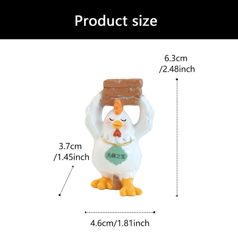 Resin Chicken Figurines with Brick Chicken Garden Statues Decors Decorative Ornament for Home Table Desk Yard Decors