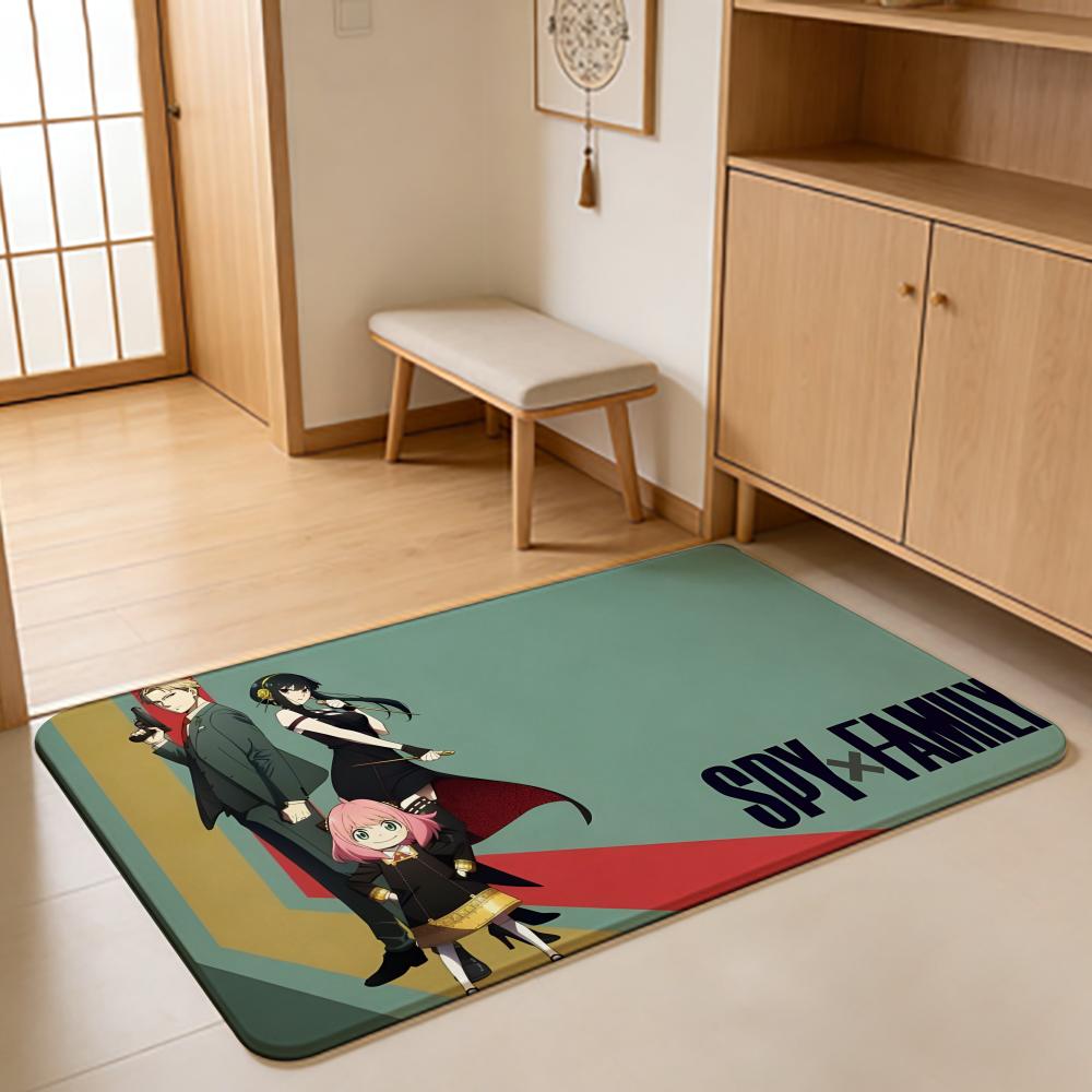 ANIME S-Spy Family Floor Mat Absorbent Floor Mat Non-Slip Entrance Rug for Bathrooms Restrooms and Toilets