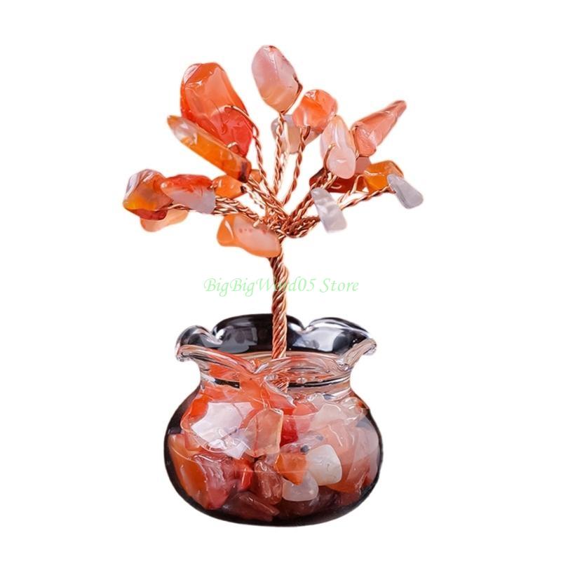 24TE Crystal Stone Energy Tree for Inviting Abundants and Home Decoration Elegant