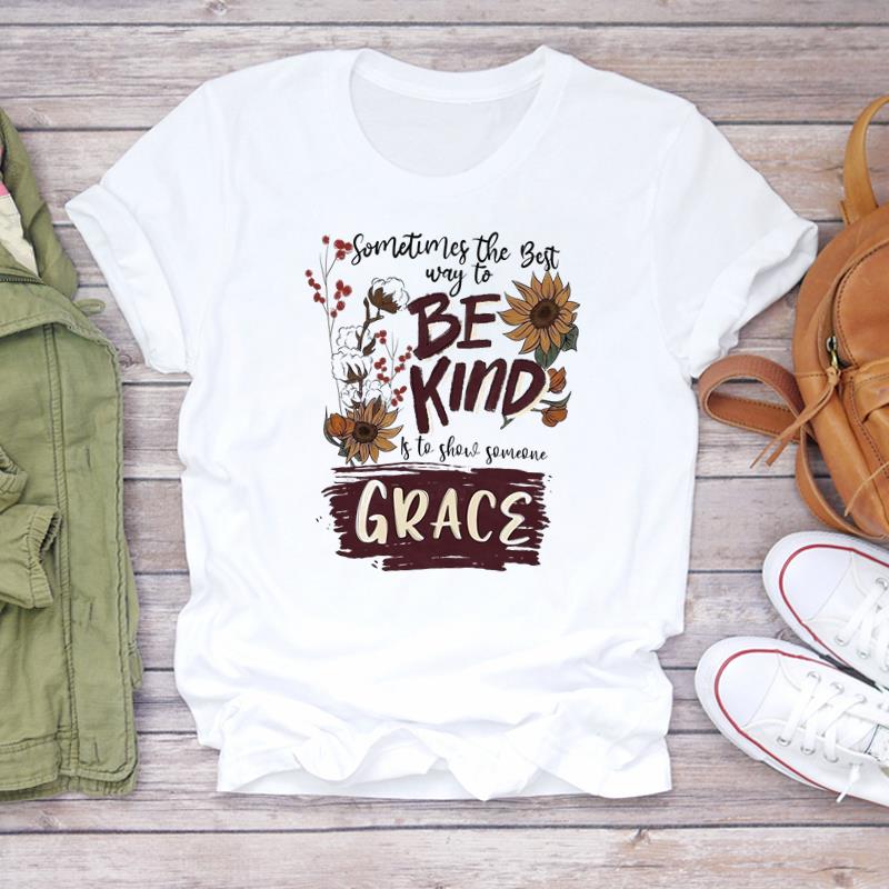 (Asian Size) Printed watercolor flower style Women Tee Lady Female Clothing T Shirt  Casual Fashion Top Graphic Short Sleeve T-shirts